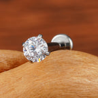 Titanium 16G (1.2MM) Internally Threaded Crystal Labret Stud