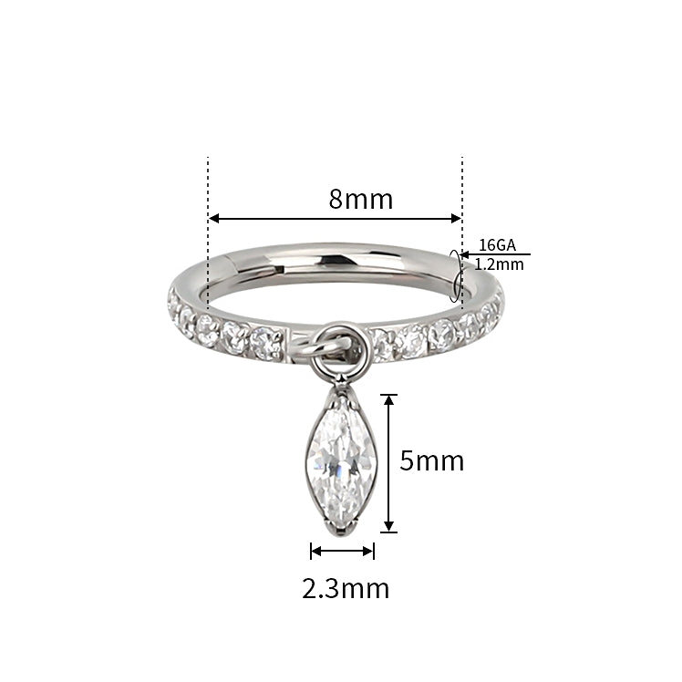 Marquise CZ Hinged Hoop – Titanium Elegance