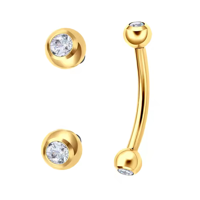 Titanium 16G (1.2MM) Internally Threaded Round CZ Rook Eyebrow Piercing