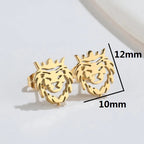 Surgical Steel Butterfly Back Lion Face Men Studs