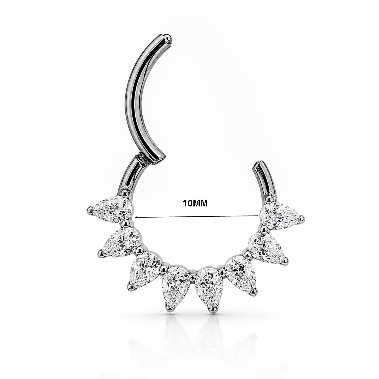Titanium Hinged CZ Hoop– 10MM