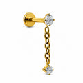 Titanium Solitaire Chain Dangle Stud