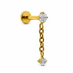 Titanium Solitaire Chain Dangle Stud