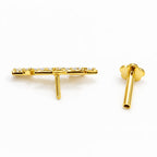 18K Yellow Gold Triple Star Moissanite Threaded End – 16G (Sold Per Piece)