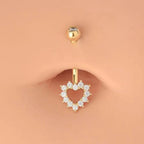 14K Solid Gold Heart Belly Button Ring