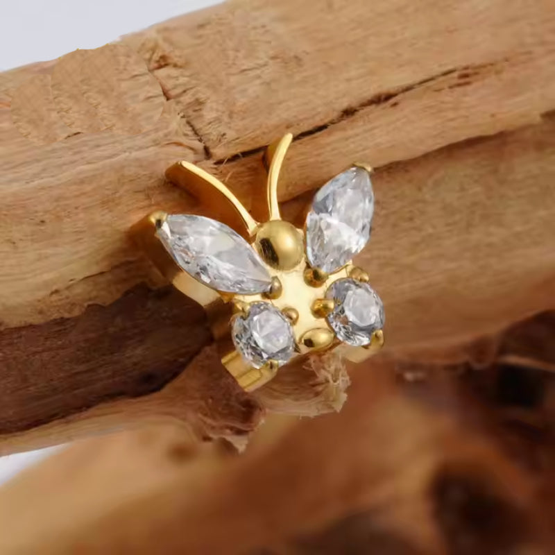Titanium 16G (1.2MM) Internally Threaded Butterfly Labret Stud
