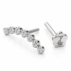 18K Gold Seven Round Lab-Grown Diamond Curved Piercing Stud
