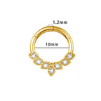 Titanium 7 Gem Petal Daith &amp; Septum Piercing Hoop 16G 10MM