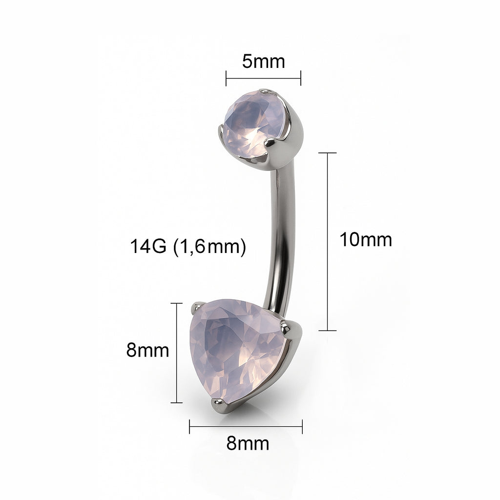 Rose Quartz Trillion Belly Piercing