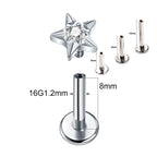 Titanium Internally Threaded Star Stud
