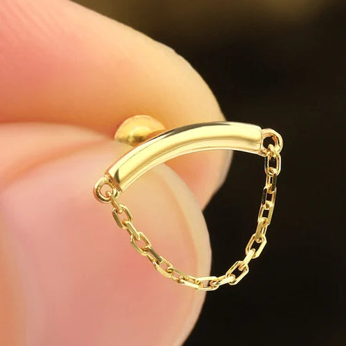 Solid Gold 18G Push Pin Lock Hidden Helix Piercing Jewelry