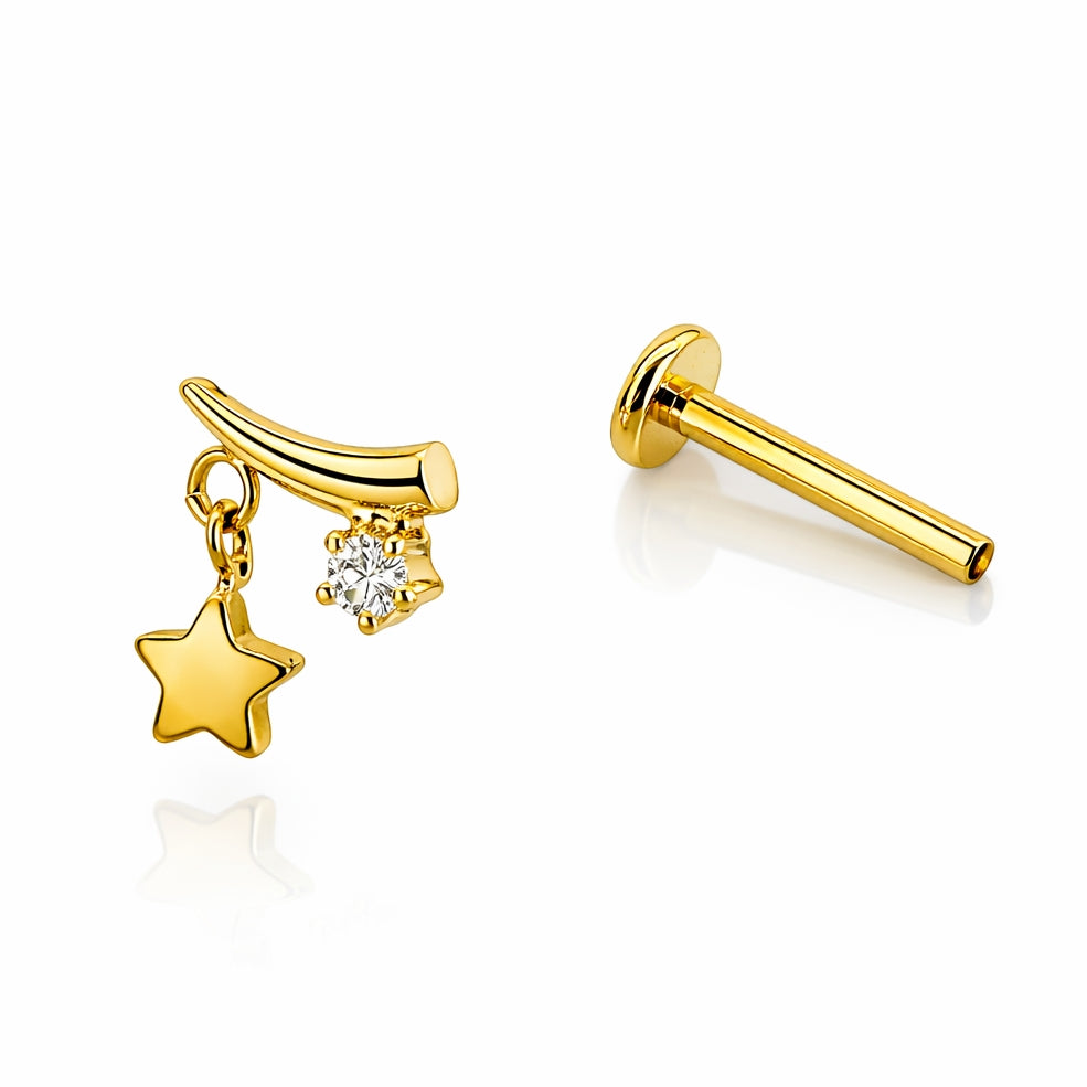Titanium Star Charm Flat-Back Labret