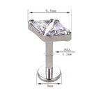 Titanium 16G (1.2MM) Internally Threaded Diamond Crystal Piercing Stud