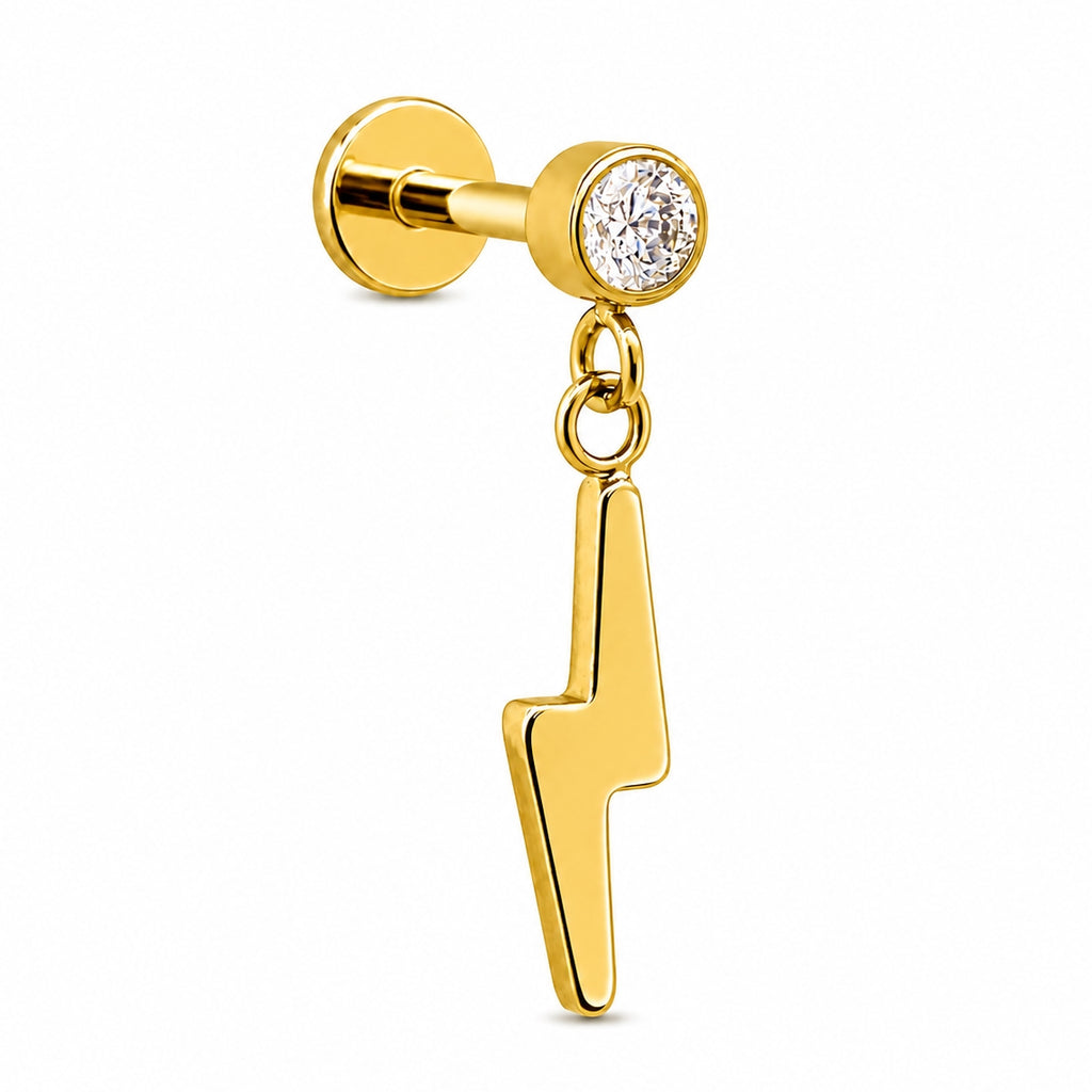 Titanium Lightning Bolt Dangle Stud