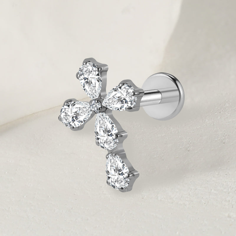 Titanium 16G (1.2mm) Internally Threaded Cross Shape Stud