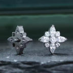 Titanium 16G (1.2MM) Internally Threaded Diamond Flower Piercing Stud