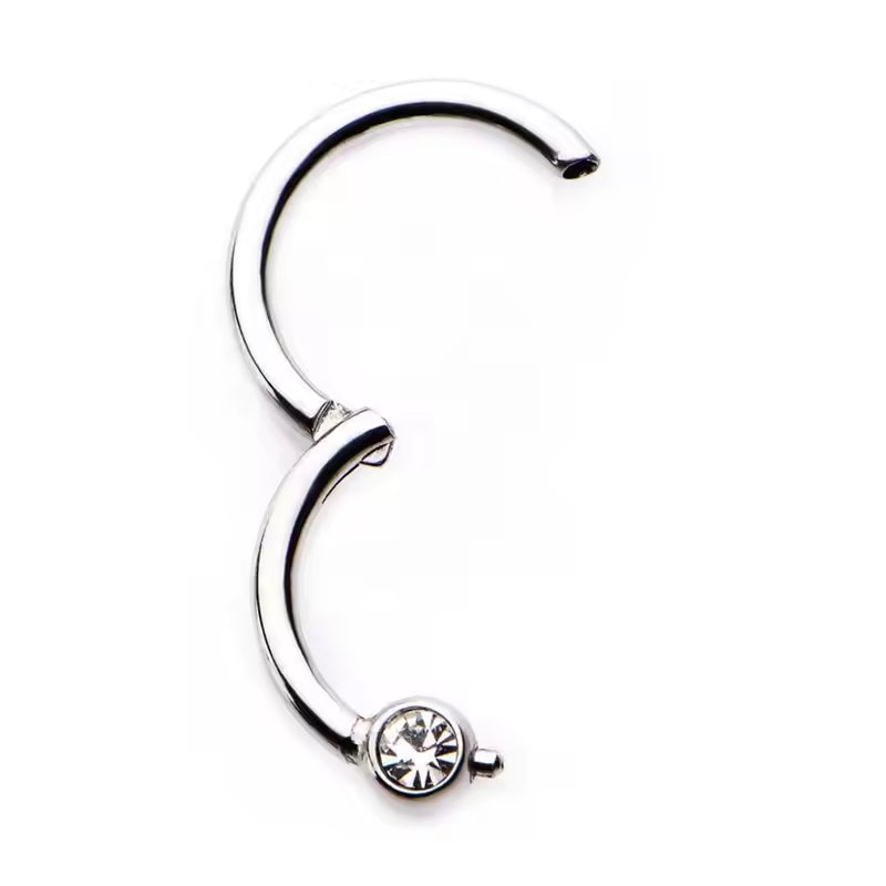 Titanium Crystal Ball Daith &amp; Septum Piercing Hoop 16G 8MM