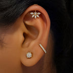 18K Rose Gold Lab Diamond Vertical Helix (Bugadi) Stud – Internally Threaded (Sold Per Piece)