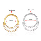 Titanium Double Line Daith &amp; Septum Piercing Hoop 16G 10MM