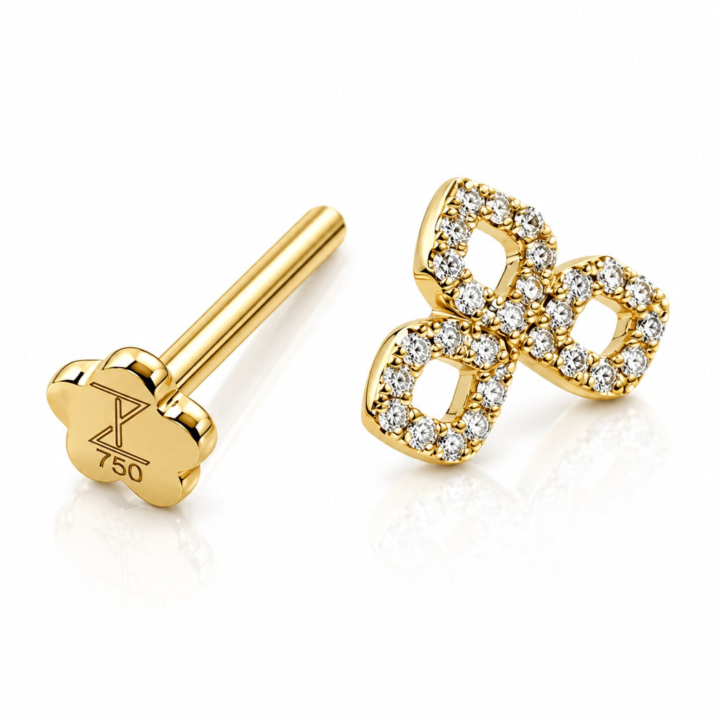 18K Gold Diamond Trinity Piercing Stud