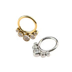 Titanium 5 Round Crystal Daith &amp; Septum Piercing Hoop 16G 8MM