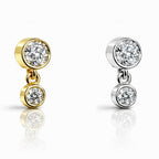 18K Gold Double Moissanite Dangle Ear Piercing Stud