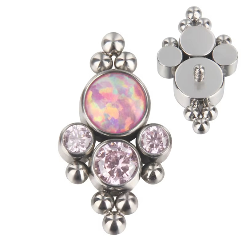 Titanium Internally Threaded Beaded Crystal Labret Stud
