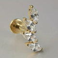 ASTM F136 Titanium 16G (1.2MM) Internally Threaded Curved 4CZ Piercing Stud