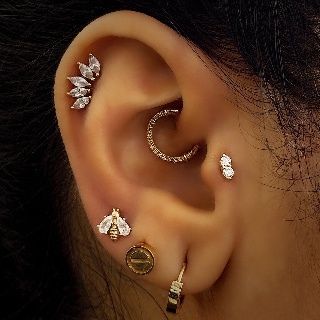 18K Rose Gold Diamond Hinged Clicker – For Daith &amp; Septum Piercings