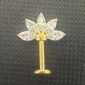 Vertical Helix Titanium Jewelry – 5 CZ Lotus Design