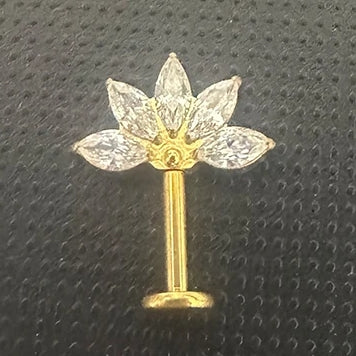 Vertical Helix Titanium Jewelry – 5 CZ Lotus Design