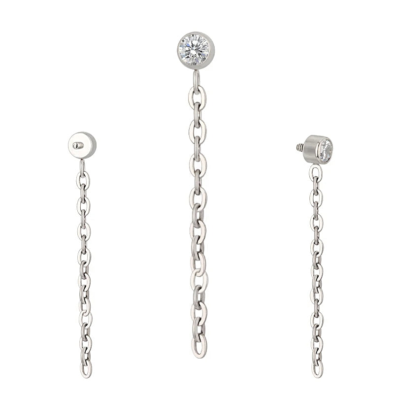 Lab_Dangling_07 ASTM F136 Titanium 16G (1.2mm) Internally Threaded Drop Chain Piercing Stud