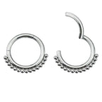 Titanium Plain Beaded Daith &amp; Septum Piercing Hoop 16G 10MM