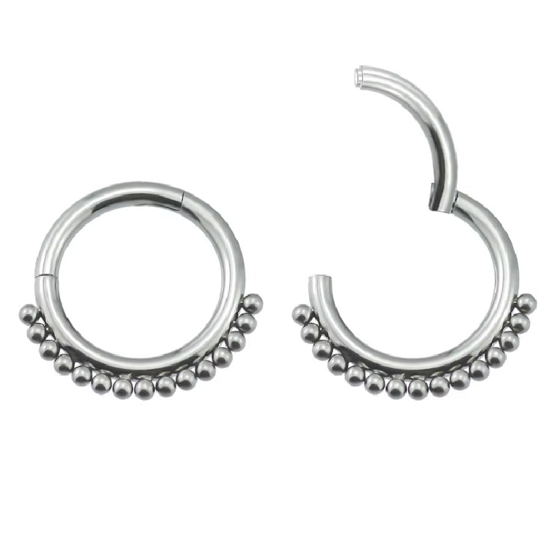 Titanium Plain Beaded Daith &amp; Septum Piercing Hoop 16G 10MM
