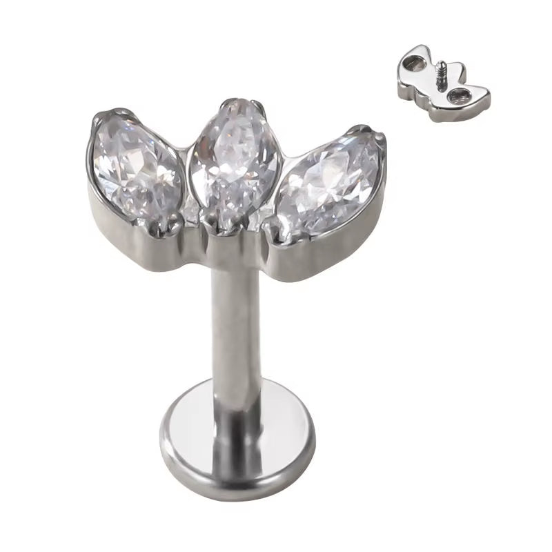 Titanium 3CZ Curved 16G (1.2MM) Internally Threaded Labret Stud