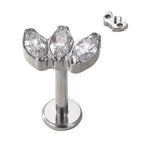 Titanium 3CZ Curved 16G (1.2MM) Internally Threaded Labret Stud