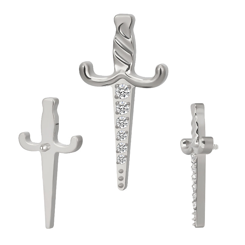 Titanium 16G (1.2mm) Internally Threaded Sword Shape Stud
