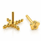 18K Gold Moissanite Cross Piercing Stud