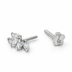 18K Gold Marquise Fan Vertical Helix (Bugadi) Stud