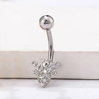 ASTM F136 Titanium 14G (1.6MM) Externally Threaded White Bee Shape Belly Button Piercing 12MM