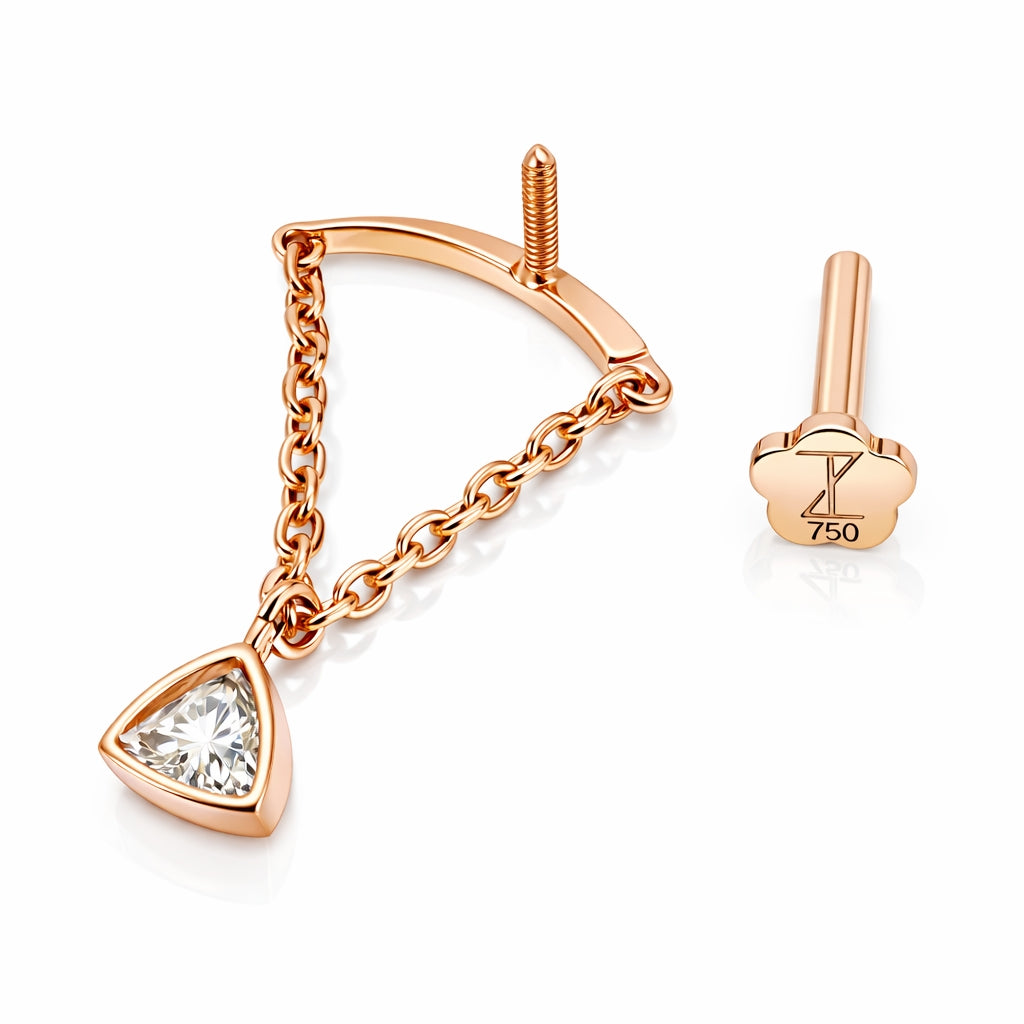 18K Rose Gold Trillion Moissanite Hidden Helix