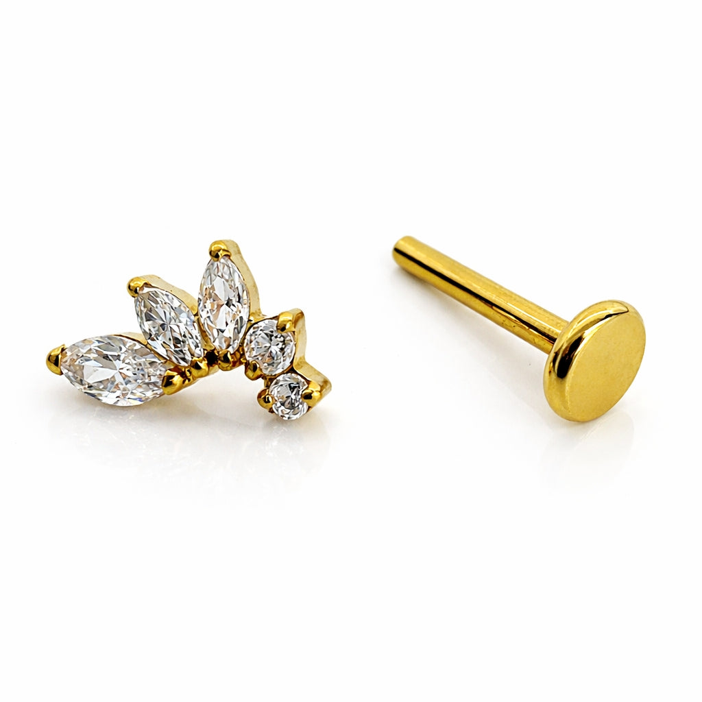 Titanium Marquise Ascending Petal Flat Back Stud