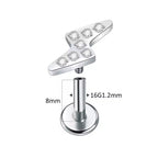 Titanium 16G (1.2mm) Internally Threaded Crystal Lightning Flash Stud