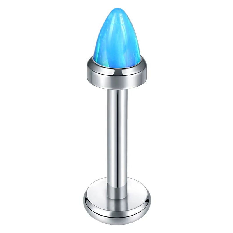 Natural Titanium 16G (1.2MM) Internally Threaded Opal Bullet Labret Stud