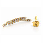 18K Gold Double-Row Moissanite Curved Bar Piercing Stud