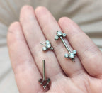 ASTM F136 Titanium Three Stone Studded Nipple Piercing Jewelry