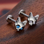 LAB_Cat_01 ASTM F136 Titanium 16G (1.2MM) Internally Threaded Cat Face Piercing Stud