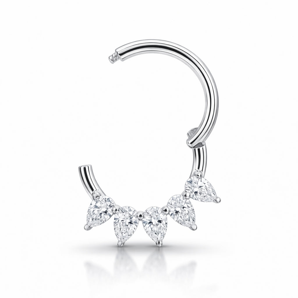 Pear Shape Lab Diamond Hinged Clicker Ring