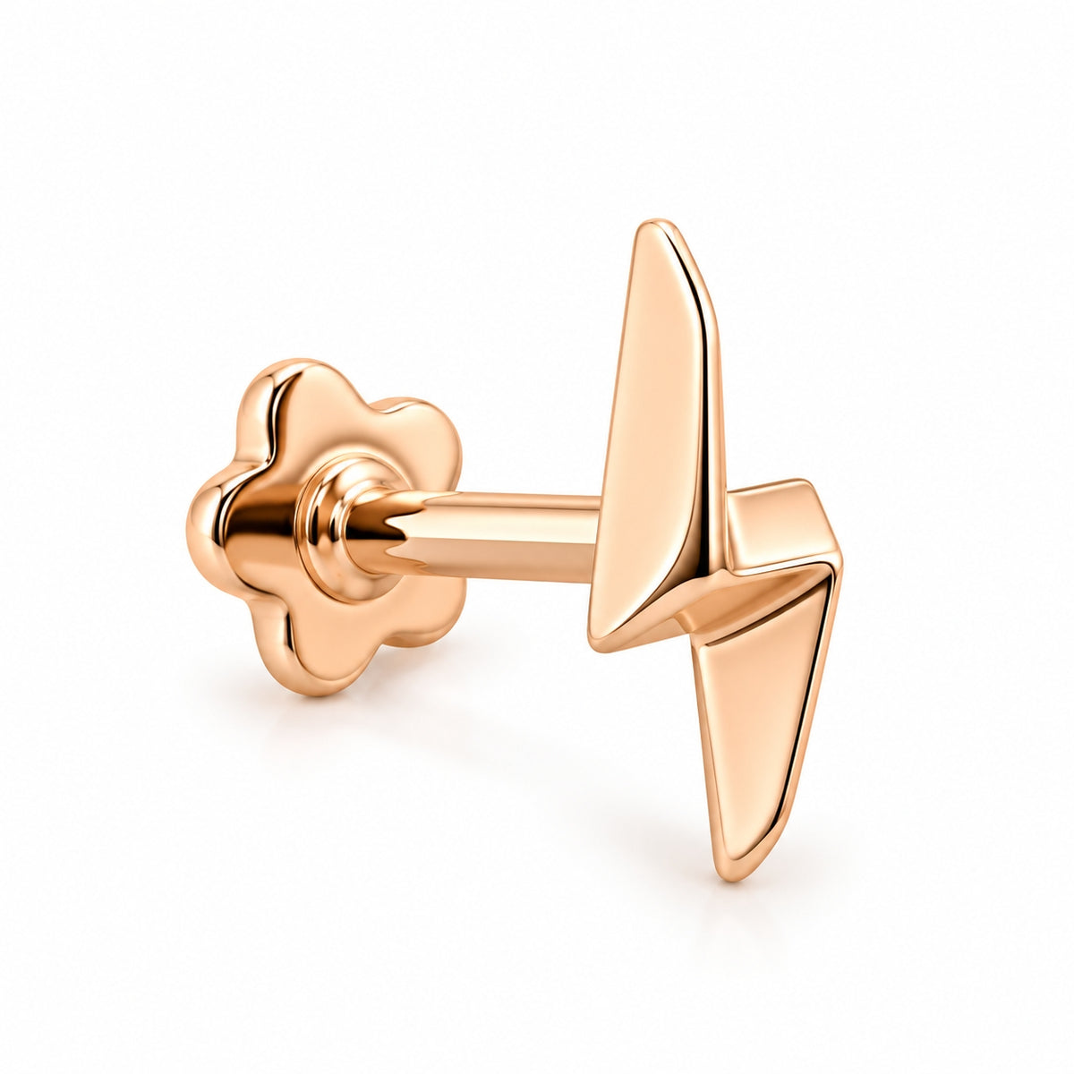 18K Gold Lightning Bolt Piercing Stud