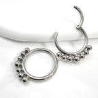 Natural Titanium 5 Balls Daith &amp; Septum Piercing Hoop 16G 10MM